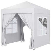 Outsunny - Tente auvent pliante 6.6 pi l x 6.6 pi L pour extérieur - jardin - patio - Blanc-Tente de fête 6,6 x 6,6 pi avec 4 parois amovibles, idéale pour une utilisation lors d'événements extérieurs, comme les BBQ, marchés aux puces et plus encore