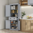 HOMCOM - Armoire de cuisine autoportante 72 po avec tiroir - gris-Son grand tiroir et son design à 6 niveaux offrent un espace de rangement généreux 
