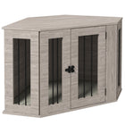 PawHut - Meuble cage pour chien - design d’angle 41 po avec coussin pour chiens-Fonctionne comme une cage pour chien ou une table d’appoint 