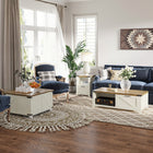 HOMCOM - Table basse style ferme avec tiroir et étagère de rangement pour salon - blanc-Décoration style ferme adaptée au salon, bureau, dortoir, réception