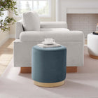 Modway - Tilden Velours rond de performance de 16" Rembourré Ottoman - Cadet Blue Natural-Socle en caoutchouc
