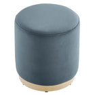 Modway - Tilden Velours rond de performance de 16" Rembourré Ottoman - Cadet Blue Natural-Arrivée entièrement assemblée