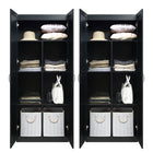 Manhattan Comfort - Ensemble de rangement moderne Hopkins 59,22 po 2 pièces, 14 étagères, noir-Base de balai avec patins en feutre non marquants