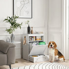 PawHut - Station d’alimentation pour animaux, armoire de rangement, conteneur - blanc-Fabriqué en panneau MDF, qui est solide et résistant 