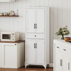 HOMCOM - Armoire de cuisine 67 po avec portes et étagères - blanc-MDF avec surface peinte pour un entretien facile 