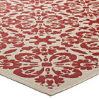 Modway - Ariana Treillis floraux vintage à l’intérieur et à l’extérieur Tapis 4 pi l x 6 pi L - Rouge et beige-Haute densité / Tissé à la machine