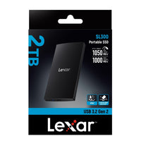 Lexar - SSD portable SL300 USB 3.2 Gen 2 Type-C - 2 To - Noir-Vitesse rapide de 10 Gbit/s pour un stockage prêt à l'emploi