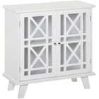HOMCOM - Armoire de rangement 31 po L avec portes ajourées et étagère - blanc-Le design à claire-voie apporte une élégance intemporelle à votre maison 