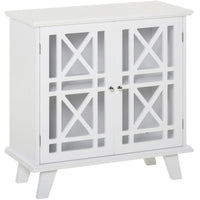 HOMCOM - Armoire de rangement 31 po L avec portes ajourées et étagère - blanc-Le design à claire-voie apporte une élégance intemporelle à votre maison 