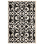 Modway - Ariana Treillis floraux vintage à l’intérieur et à l’extérieur Tapis de 5 pi l x 8 pi L - Noir et beige-Tapis vintage à treillis floraux