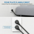 ShoppingAll - Huntkey parasurtenseur multiprise avec 6 prises et 2 ports USB – 4 pi – noir - Paquet de 2-Cordon prolongateur tressé durable de calibre 14 AWG avec fiche plate inclinée à 45° pour une installation pratique derrière les meubles et dans les espaces restreints, sans bloquer les prises voisines