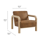 Modway - Sereno Cuir végane Chaise d’accent - Chêne du canyon-Accoudoirs arrondis en bois massif