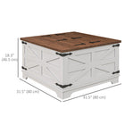 HOMCOM - Table basse avec rangement caché à dessus basculant - blanc-Charnières en métal pour une ouverture et une fermeture en douceur