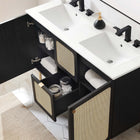Modway - Chaucer 48" Meuble de salle de bain à double lavabo - Noir Blanc-Portes en rotin tissé