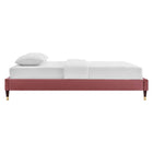 Modway - Harlow Performance Velvet Cadre de lit plateforme Queen, Rose poussiéreuse-Velours de performance résistant aux taches