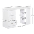 HOMCOM - Bureau d'ordinateur avec rangement - 47,25 po L x 19,25 po l x 28,25 po H - blanc-Les tiroirs et les étagères réversibles peuvent être montés de chaque côté du bureau 