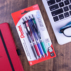 Pentel - Stylos à encre gel liquide EnerGelMC - pointe rétractable - 0,7 mm - bleu - paquet de 4-L’encre intense et vive sèche rapidement, sans maculage