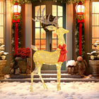 Outsunny - Décoration de Noël renne lumineux avec 137 lumières LED - Doré-Le matériau classé IP44 est sans danger sous une pluie légère. Convient pour une utilisation en extérieur  