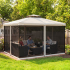 Outsunny - Moustiquaire de remplacement pour gazebo 10 pi L x 12 pi l, blanc crème-Il est fabriqué en nylon de haute qualité. Les fermetures éclair lisses sont idéales pour une utilisation durable  