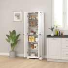 HOMCOM - Armoire garde-manger style ferme 67 po - blanc vieilli-Assemblage requis 