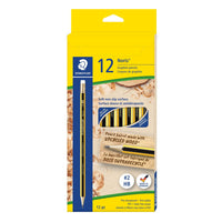 Staedtler - Noris 122  Crayons Graphite avec Gomme à L'extrémité - HB 2 - Paquet de 12-Design classique Noris noir et jaune