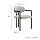 Modway - Elio Tonneau Tissu et métal Chaise à manger - Gris colombe noire-Siège et dossier rembourrés