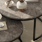 HOMCOM - Tables gigognes rondes 31 po avec plateau effet marbre - gris - Paquet de 2-Couleurs : Gris