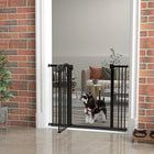 PawHut - Barrière pour Animaux 29"-39" avec Porte à Pression pour Chiens pour Escaliers - Noir-La porte peut être réglée pour s’ouvrir dans les deux directions ou être verrouillée d’un côté