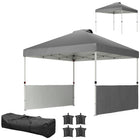 Outsunny - Tente auvent pliante 10 pi l x 10 pi L avec 2 demi-parois latérales - Gris foncé-Installation rapide et pliage avec un sac de transport pour faciliter le déplacement