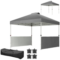 Outsunny - Tente auvent pliante 10 pi l x 10 pi L avec 2 demi-parois latérales - Gris foncé-Installation rapide et pliage avec un sac de transport pour faciliter le déplacement