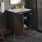 Modway - Alchemist 30" Vanette de salle de bain - Blanc Noir-Trous centraux de 8"