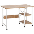 HOMCOM - Bureau pliant avec étagères de rangement - 42,1 po L x 21,7 po l x 29,9 po H - naturel-Conception pliable pour bureau à domicile, dortoir, chambre à coucher, salle d'étude