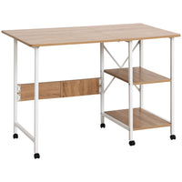 HOMCOM - Bureau pliant avec étagères de rangement - 42,1 po L x 21,7 po l x 29,9 po H - naturel-Conception pliable pour bureau à domicile, dortoir, chambre à coucher, salle d'étude