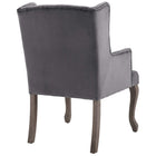 Modway - Realm Restauration vintage française Performance Velvet Fauteuil - Gris-Touffage élégant et profond à boutons
