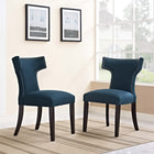 Modway - Curve Tissu Fauteuil d’appoint de salle à manger Ensemble de 2 - Azure-Pattes en caoutchouc noir