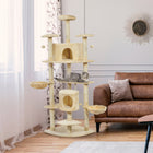 PawHut - Grand arbre à chat 79 po avec poteaux à griffer, hamac - beige-Recouvert de peluche douce, vos chats vont adorer ce toucher adapté aux félins			 