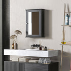 Kleankin - Armoire de salle de bain murale avec miroir et étagères - noir-Design élégant avec des poignées argentées qui renforcent le côté raffiné 