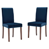 Modway - Prosper Velours rembourré Fauteuil d’appoint de salle à manger Ensemble de 2 - Marine-Chaises de salle à manger Parsons
