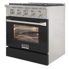 Kucht - 30 po Série KNG Cuisinière Pro Style au gaz propane - Acier inoxydable/Noir-Grilles de cuisson robustes en fonte résistantes à la chaleur intense permettant de déplacer les ustensiles d’un brûleur à l’autre sans les soulever