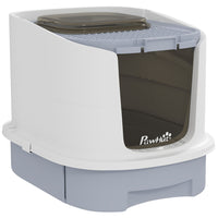 PawHut - Boîte à litière pour chat, enclos fermé avec couvercle, pelle - gris-Le design fermé offre de l’intimité aux chats 