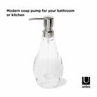 Umbra DROPLET - Pompe à savon, Transparent, 280ml-Dimensions : 3,25 po L x 3,25 po P x 8 po H