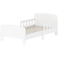 Qaba - Cadre de lit avec barrières latérales de sécurité pour filles et garçons, mobilier de chambre - blanc-Les barrières de sécurité des deux côtés assurent la sécurité des utilisateurs et empêchent les chutes
