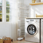 HOMCOM - Séchoir à vêtements 4 niveaux avec ailes latérales et roulettes pour intérieur/extérieur - blanc-Livré avec 6 roulettes universelles en PP, dont 2 verrouillables 