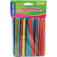 Selectum - Wood Craft Stick - Couleurs variées - Paquet de 100-Bâton d’artisanat - Couleurs variées