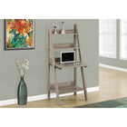 Monarch Specialties - 7042 Bureau 61 po - Taupe Fonce Style Echelle-Un espace de rangement fermé s'ouvre sur un bureau au plateau facile à nettoyer, parfait comme espace de travail fonctionnel pour étudier, écrire ou utiliser votre ordinateur portable.