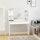 HOMCOM - Coiffeuse avec miroir - 42,5 po L x 15,75 po l x 56 po H - blanc-Utilisez-le comme coiffeuse ou bureau 