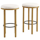 Modway - Fable Tissu Boucle Tabourets de bar - Ivoire de chêne - Ensemble de 2-Tabourets de bar de 30 pouces - Ensemble de 2