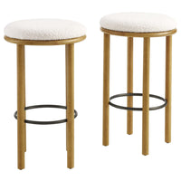 Modway - Fable Tissu Boucle Tabourets de bar - Ivoire de chêne - Ensemble de 2-Tabourets de bar de 30 pouces - Ensemble de 2