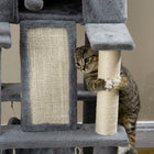 PawHut - arbre à chat 55 po pour chats d’intérieur, centre d’activités avec balles suspendues, condo, hamacs, lit, rampe - gris-Couleurs : gris, crème 