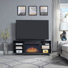 Manhattan Comfort - Ensemble de 2 cheminées modernes Brighton 60 po - Noir et Onyx-Recommandé pour un téléviseur jusqu'à 56 pouces
